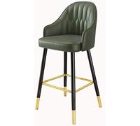 CSYQPDMBDL Taburete de Bar, Taburete Alto para Cocina, Sillas de Comedor de Cuero, Taburete Europeo for mostrador, taburetes de Cocina de Metal con Respaldo y reposapiés tapizados(Green,65cm)