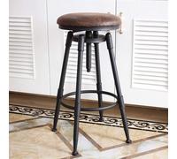 CSYQPDMBDL Taburete de Bar, Taburete Alto para Cocina, Taburete de mostrador Industrial con reposapiés, taburetes de Barra de Altura Ajustable con Asiento de Cuero PU tapizado Redondo(Without Back)