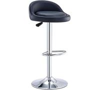 CSYQPDMBDL Taburete de Bar, Taburete Alto para Cocina, Taburetes Altos sin Respaldo de Cuero PU con Respaldo y reposapiés, giratorios de 360 Grados, Redondos for Interiores y Exteriores(Black)