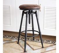 CSYQPDMBDL Taburete de Bar, Taburete Alto para Cocina, Taburetes de Bar Ajustables en Altura con reposapiés, taburetes de Cocina Redondos sin Respaldo, Asiento de Cuero PU