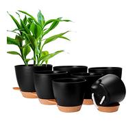 CSYY Macetero, 7 unidades de plástico con sistema de riego, 20,3, 19, 17,7, 16,5, 15,2, 14, 12,7 cm, con plato, apta para interior y exterior