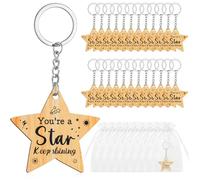 CSYY Regalo para abandonar la escuela, 24 llaveros de estrella de clase de 2026, símbolo de fin de curso, motivacional con texto en inglés "You're a star Keep Shining", estrella de madera, regalos de