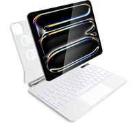 CSZZACME - Teclado AZERTY para iPad Pro de 11 pulgadas, M5 2025 y M4 2024 con Trackpad multitarea, retroiluminación, teclas de acceso, fijación magnética, color blanco