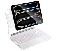 CSZZACME Teclado AZERTY Puré para iPad Pro 13 Pulgadas M5 2025 & M4 2024 con Trackpad Multitarea, Retroiluminación, Teclas de acceso directo, fijación magnética, blanco