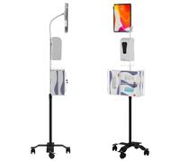 CTA - Soporte de pie Digital Compacto para Tablets de 7-13 Pulgadas con estación de desinfección y dispensador automático de jabón