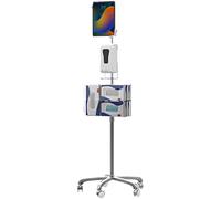 CTA - Soporte de pie Digital para Tablets de 7-13 Pulgadas con Base de Cuello de Cisne y dispensador automático de jabón