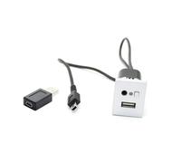 CTAB Apto for Ford Focus MK2 CD DVD AUX Control Botón Interruptor Panel Cubierta Coche 4 Pin Mini USB Enchufe Interfaz Cable Adaptador Conexión(Silver)