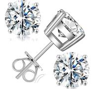 Ctarlitu Pendientes de tuerca de moissanita, 0,2 quilates a 4,0 quilates/par de diamantes creados en laboratorio, claridad VVS1, aretes de plata 925 con rosca trasera de moissanita para mujeres y