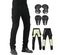 CTBQiTom Pantalón Moto para Hombre con Revestimiento Protector de aramida Pantalón de Moto con Coraza Desmontable CE,Negro,36W/31L