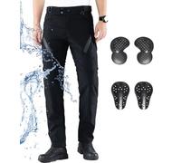 CTBQiTom Pantalón Moto para Hombre y Mujere con Protección, Pantalón de Moto Impermeable y Transpirable con Coraza Desmontable CE,Negro,XXL