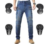CTBQiTom Pantalones de Moto para Hombre, Pantalones de Motorista Blindados con Armadura CE Desmontable,Azul,S=30W/30L