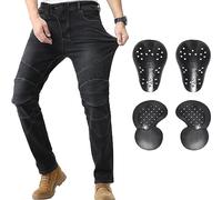 CTBQiTom Pantalones Vaqueros de Motocicleta para Hombre, Pantalones de protección con Armadura CE extraíble,Negro,XS=28W/30L
