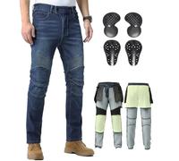 CTBQiTom Vaqueros de Moto para Hombre con Fibra de aramida y protección CE, Tejido Vaquero elástico para Mayor Comodidad,Azul,XXL=40W/31L