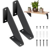 CTCEHL Escuadras para Estanterias,2 Piezas Escuadras Metalicas Negras,Soporte de Estante de Pared,Estanterias de Pared,para Dormitorio,Cocina,Oficina,Libreria (15 cm)