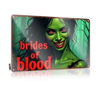 CTDF Cartel decorativo de hojalata con texto en inglés "Bloody Brides: A Haunting Halloween" (20 x 30 cm)