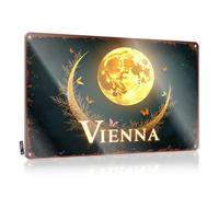 CTDF Letrero decorativo dorado de Viena con mariposas, letrero de metal divertido para exteriores, cochera, para mí (30 x 40 cm)