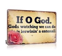 CTDF Letreros divertidos de Man Cave If God Is Watching, We Can Do Less Winning And More Entenail. Letrero de estaño divertido para acampar (20 x 30 cm)