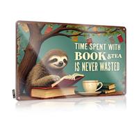 CTDF Letreros divertidos de metal con texto en inglés "Man Cave Reading With Tea: Time Well Spent" (30 x 40 cm)