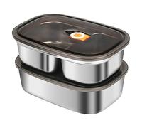 CTDMJ Fiambrera Bento Box para adultos, 2 unidades, 1,2 L + 1,7 L, gran capacidad, acero inoxidable 304, caja de bento portátil, de acero inoxidable, a prueba de fugas, fiambrera para adultos y niños
