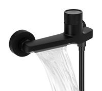 CTDMJ Grifo de bañera con termostato con 2 salidas, grifo de ducha con botón de seguridad, grifo mezclador para bañera y baño, color negro cromado