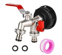 CTDMJ Grifo IBC, grifo de depósito de agua de 1000 L, grifo de depósito IBC de 1/2 pulgadas con extensión de salida S60 x 6 rosca gruesa, adaptador IBC para depósito de agua (rojo)