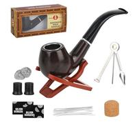 CTDMJ Juego de pipas de tabaco de madera para principiantes, hecho a mano, de ébano, pipa de tabaco, juego de degustación con herramienta de limpieza de pipas y accesorios de pipa