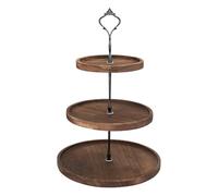 CTDMJ Soporte para tartas de madera de 3 niveles, con mango de metal, soporte para cupcakes, soporte para tartas, torre, plato para tartas, frutas, galletas, dulces, para bodas, cumpleaños, té de la
