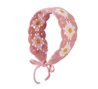 CTDWNT Diadema de ganchillo, diadema floral para mujer, diseño de margaritas, elástica, hecha a mano, de punto bohemio, hippie, para mujeres y niñas (rosa)