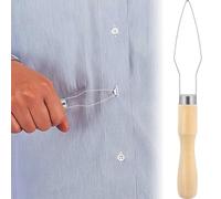 CTEAKOP Gancho de botón para personas mayores, herramienta de asistencia de botón con mango de madera, herramienta de cierre de botón, herramienta auxiliar de botón para ancianos, vestido de novia
