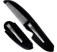 CTEAKOP Peine plegable para bigote para hombres, peine de bigote portátil de plástico, dientes finos, alisador de barba, aseo y peinado para hombres (1 unidad)