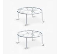 CTForest 2 soportes para macetas de metal, taburete para flores, soporte para plantas, soporte de metal decorativo, adecuado para colocar macetas (blanco)