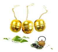 CTForest 3 Pcs Colador Te, Cadena de Gancho Bolas Infusoras, Esférico Filtro para Te e Onfusiones para Especias Té Herb(Oro)