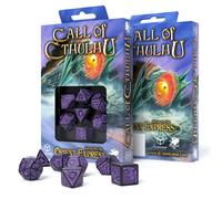 COC Horror On Orient Express Juego de dados oficiales negros y morados de 7 piez