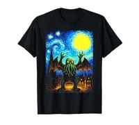 Cthulhu Noche Estrellada Lovecraftian Van Gogh Cosmic Horror Art Camiseta