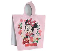 CTI Disney Minnie Cute - Capa de baño Infantil con Capucha, 60 x 120 cm, Terciopelo 100% algodón, con Estampado de niña, Color Rosa