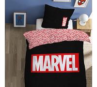 CTI Marvel Home Identity - Juego de Cama (100% algodón, 140 x 200 cm, 47654), Color Negro y Rojo