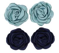 CTIRCHIU 2 Pares Flores de Tela para Zapatos 6 Cm, Flores de Té Borde Quemado, Decoración DIY para Tacones, Sandalias y Botas, Adorno de Tela Azul Oscuro y Azul Verde Nilo