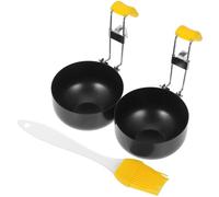 CTIRCHIU 2 Piezas Molde de Huevo Redondo Negro de Acero Inoxidable Plegable