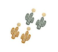 CTIRCHIU 2pares Pendientes Colgantes Forma De Cactus Pendientes De Botón De Aleación Joyería Decorativa Orejas Moda Para Mujer Estuche
