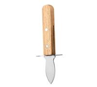 CTIRCHIU Abridor de Ostras Seguro y Práctico con Mango Ergonómico de Acero Inoxidable y Soporte de Madera para Mariscos, Adecuado para Picnic y Viaje