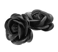 CTIRCHIU Adornos Hechos de Piel Sintética en Forma de Rosa Negra para Zapatos de Novia Ligeros y Reutilizables para Sandalias y Tacones en Bodas y Compromisos