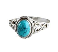 CTIRCHIU Anillo de Compromiso de Turquesa Azul Vintage Tamaño 9, Anillo Occidental para Mujer Aleación Creativa, Obsequio de Cumpleaños y Boda, Joyería Estética Delicada y Duradera