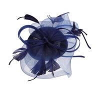 CTIRCHIU Banda para la banda de la flor de chicas fiesta sombreros de lujo para las mujeres Venda la boda pastillero gorro de gasa de novia sombrero de banquete de mujer seda Navy