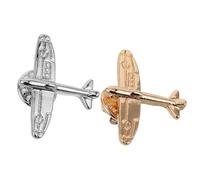 CTIRCHIU Broche de Solapa Avión Mini 2 Piezas Metálico Dorado y Plateado, Alfiler Accesorio Unisex para Trajes y Camisas, Pin de Moda para Eventos Formales y Uso Diario