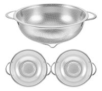 CTIRCHIU Cesta Coladora de Acero Inoxidable 3 Piezas para Lavar Arroz, Frutas y Verduras Malla Fina y Diseño Práctico para Cocina Doméstica