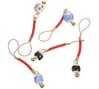 CTIRCHIU Colgante de Gato Suerte de Cerámica 5 Piezas Campana de Cobre, Adornos para Teléfono Móvil y Llavero, Colgante Decorativo para Mochila, Accesorio Auspicioso para Varios estilos