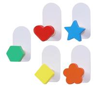 CTIRCHIU Gancho Autoadhesivo para Ropa Infantil 5 Piezas, Gancho de Pared sin Perforaciones de Metal y Madera Maciza, Colorido, Soporte Multiuso para Dormitorio y Entrada Estilo Aleatorio