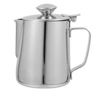 CTIRCHIU Jarra para Verter Fácil de Leche de Acero Inoxidable Espumadora de 350ml con Tapa y Diseño de Pico Afilado Adecuado para Café y Decoración de Latte