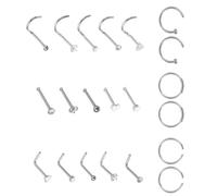 CTIRCHIU Juego de 21 Anillos Nasales Cómodos y Fáciles de Usar de Acero Inoxidable Plata Diseño Moderno Estilo y Durabilidad Garantizada para Piercing Nasal