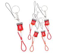 CTIRCHIU Llavero Colgante de Sangre Tipo Sangre Rojo para Decoración de Bolsos, Accesorio Ligero de Abs y Metal, Paquete de 5 Piezas para Fiesta de Halloween